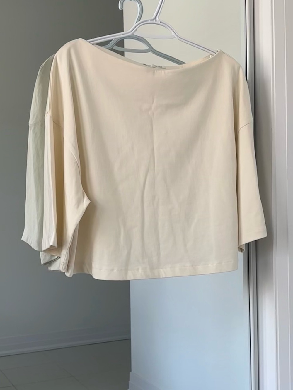 Zara Boatneck Oversized Short Sleeve Top